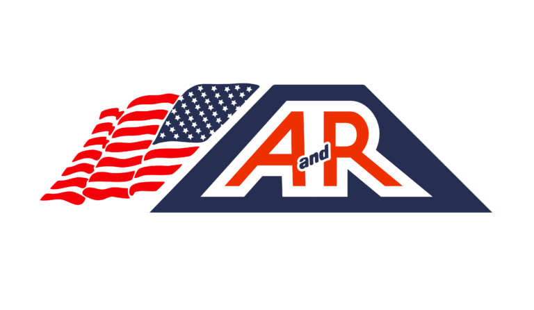 AR-Logo_Reversed-Stroked - ARWWM - ARWWM Logo with navy blue a and orange r letters, and a waving american flag motif in the background. - arwwm - arwwm